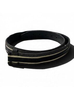 Brunello Cucinelli Monile Striped Belt Bead Decoration Black Leather